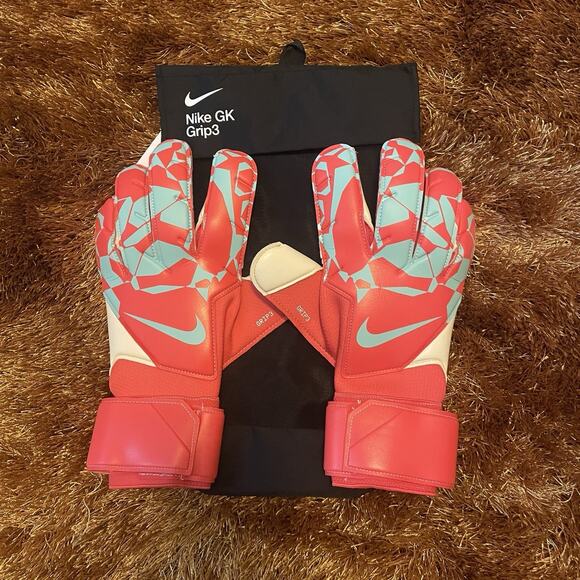 Nike GK Grip 3 Goalkeeper Soccer Gloves Size 9 HQ0256-850 Ember Glow - Picture 1 of 6